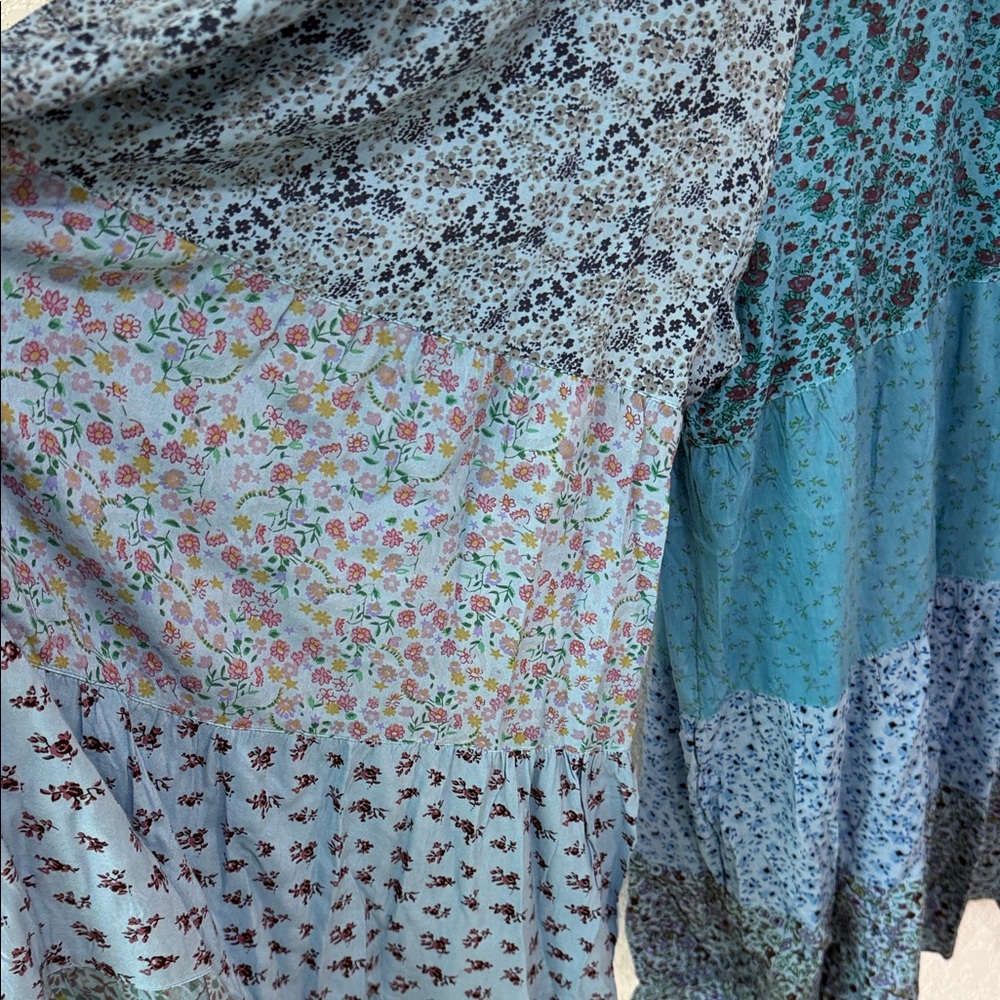 Blue Sky Patchwork Bohemian Overall Jumpsuit - image 6